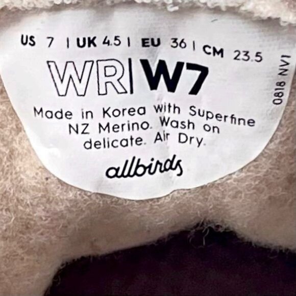 Allbirds Wool Runner Pebble White Sole lace up Running Shoes 7 - Picture 7 of 8